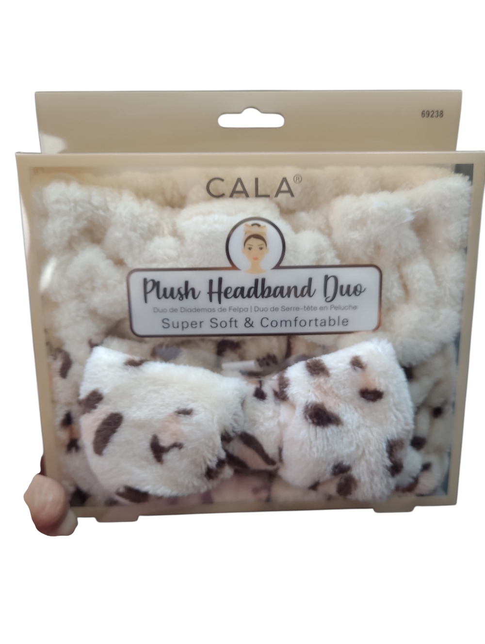 CALA Plush Leopard Print Headband Duo - Cream